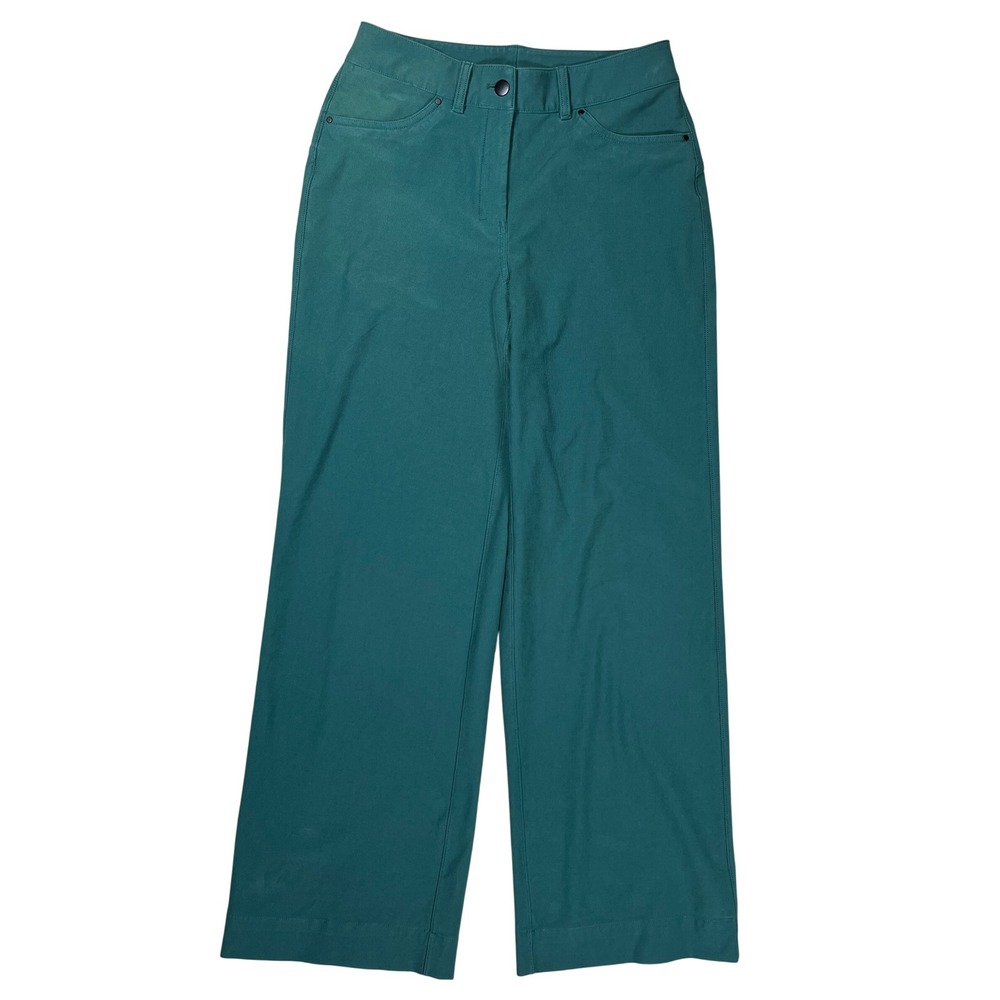 Lululemon City Sleek 5 Pocket Wide Leg Pants Women 27 Green Jasper High Rise